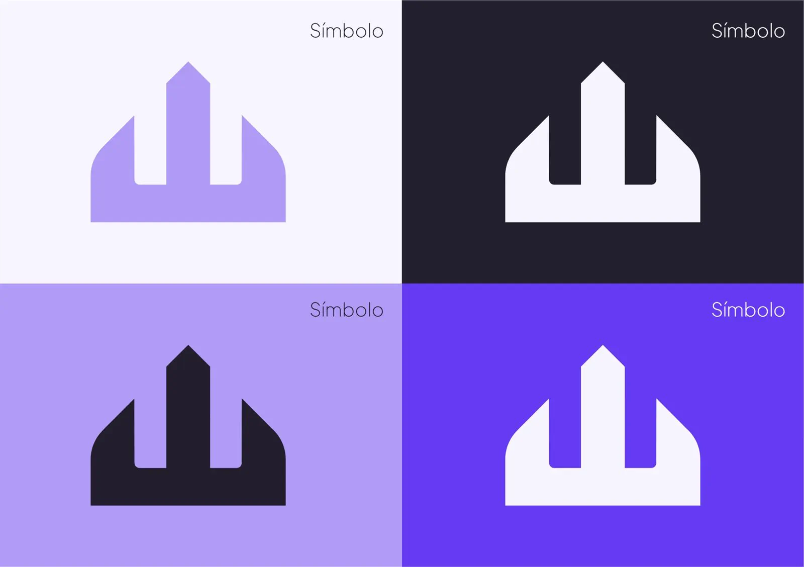 El símbolo de la marca en cuatro combinaciones de color