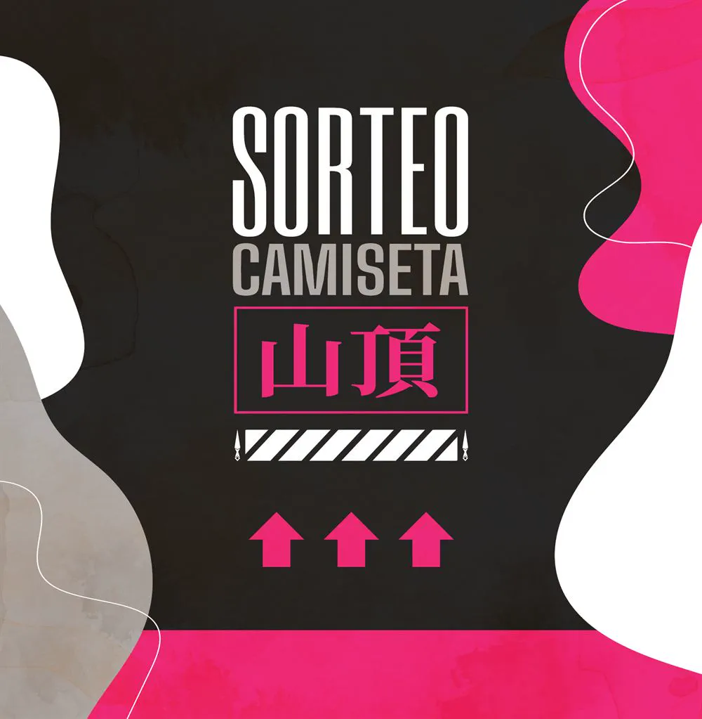 Publicación rosa y negra del sorteo de una camiseta Summit