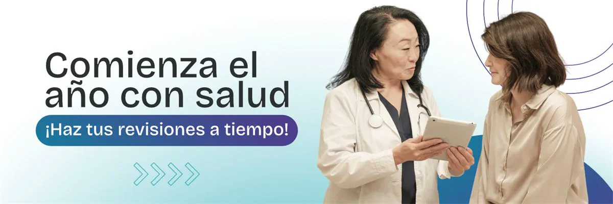 Banner «Comienza el año con salud» de una farmacia